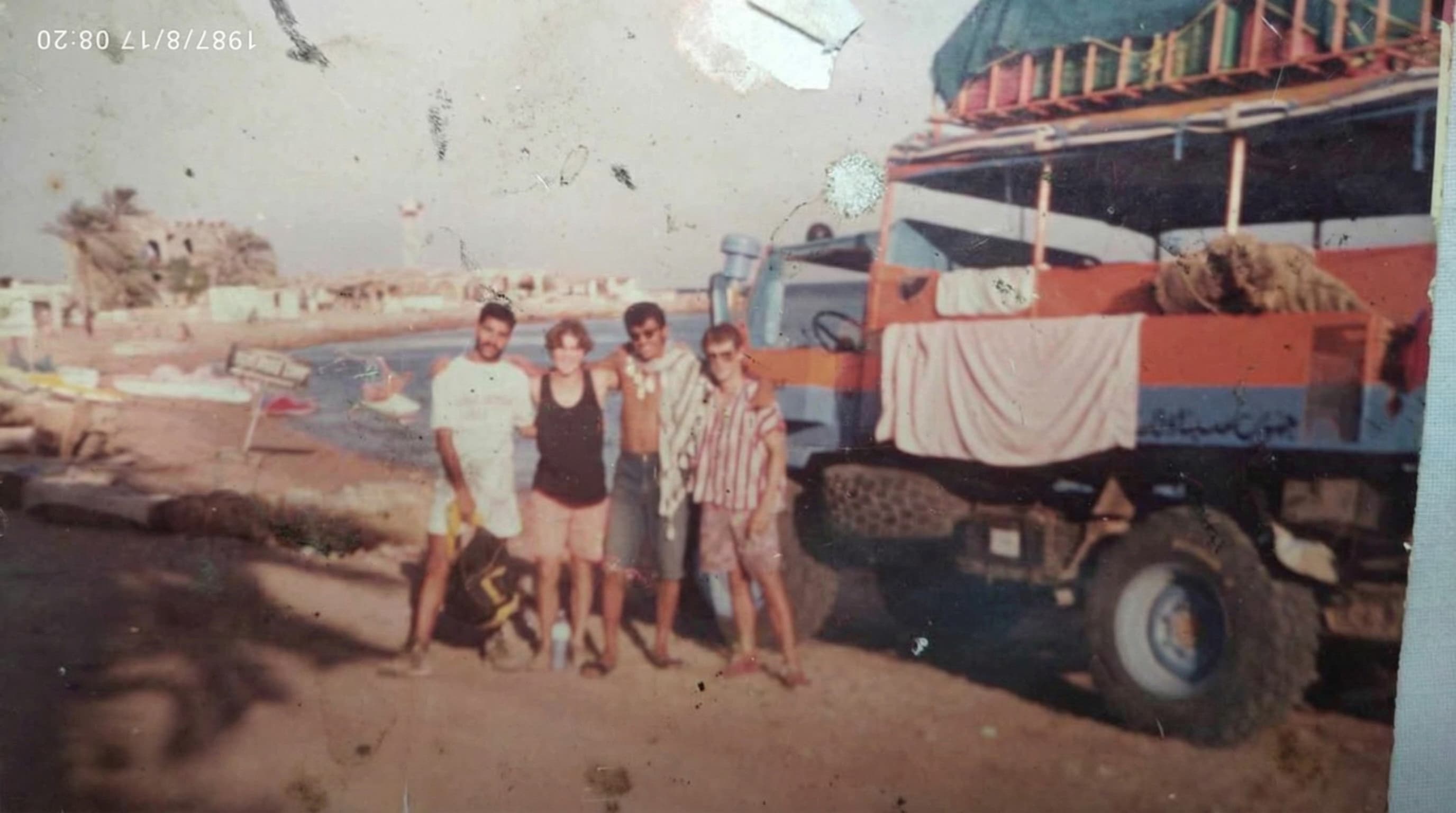 Young Osama with early visitors in Dahab, 1987 - proof of pioneer family settlement